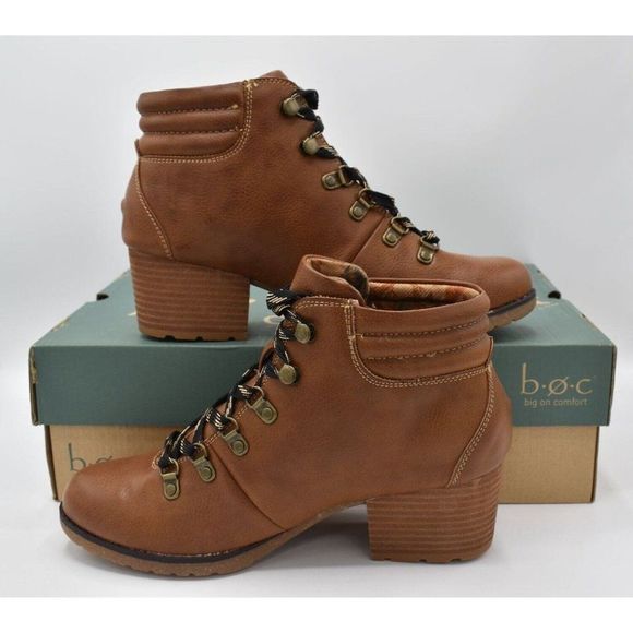 BOC Born Concept Womens Size 8 Alder Brown Block Heel Lace Up Booties Boots - Picture 4 of 11
